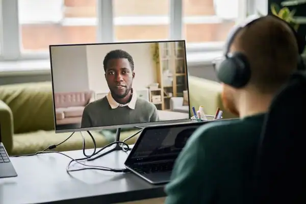 Man attending online mediation Stanley MIAMS session